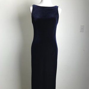 Vintage Rhapsody Blue Black Velvet Gown Dress